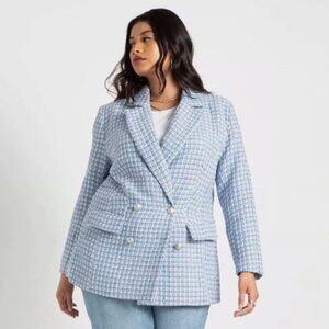 ELOQUII Blue Tweed Blazer NWOT